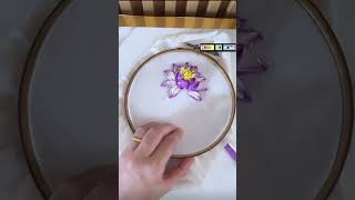 Double colour Ribbon Work #needlework #embroidery #beginners #ribbonwork #whitecolour #purplecolour