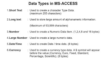 Data Types in MS-Access 2019 in Hindi || By : Anu Monga