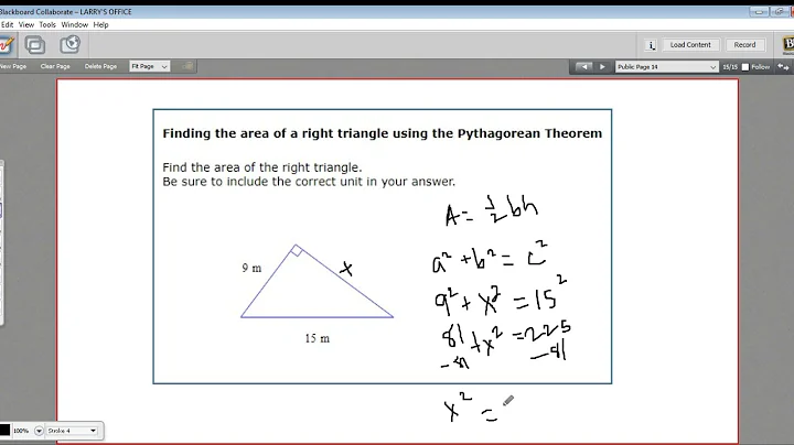 Finding the area of a right triangle using the Pythagorean Theorem