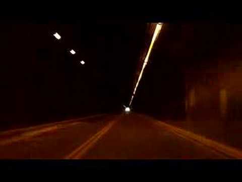 Driving through tunnels near Cody, Wyoming