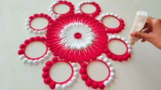 ❤️लाल रांगोळी | Beautiful Bangle Trick Rangoli | Red Colour Rangoli | Top Diwali Easy Rangoli