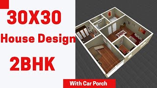 30X30 House Plan 2BHK || 30*30 Ghar Ka Naksha || 900 SQFT House Design