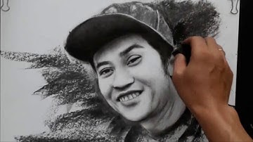 Vẽ chân dung  5 phút .Vẽ chân dung bằng than HT Art . Video tua nhanh .
