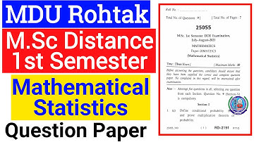 Mdu MSc Distance Mathematical Statistics 1st semester Question Paper | Mathematical Statistics Paper