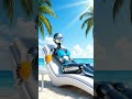 Relaxing Robot on Tropical Beach 🌊🤖✨