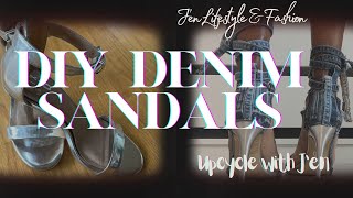 Silver Sandal Upcycle | Denim | Transformation | Thrift Flip