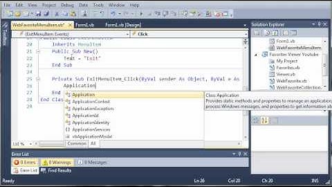 Visual Basic Tutorial - 198 - Favorites Tray Part 3   Exit MenuItem And ContextMenus