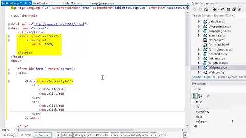 ASP.NET 4.5 Essential Skills Lesson 2-5: Create an HTML table