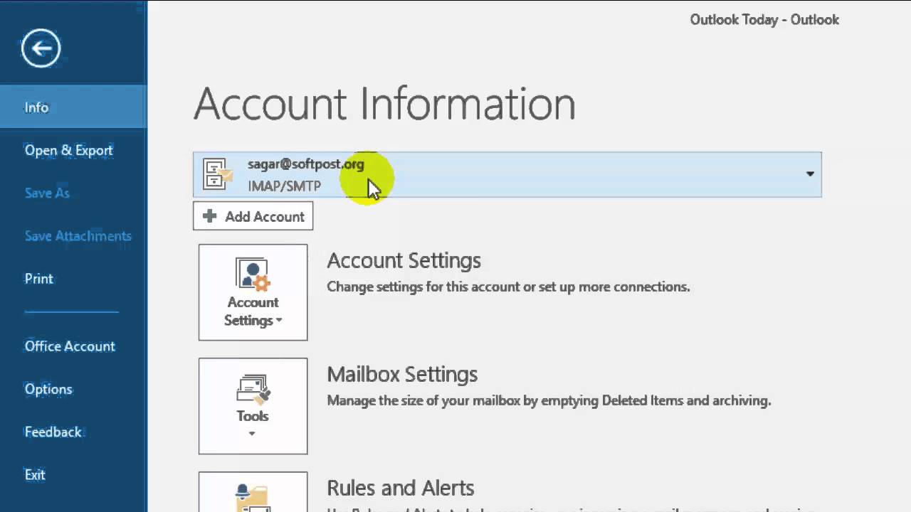 outlook account settings remove account but retain emails