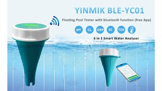 Floating Pool Monitor BLEYC01 pH CL orp meter operate to Bluetooth connect yinmik app