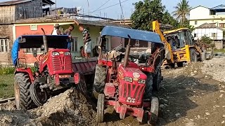 Heavy Load Tractor-Stuck on Mud-JCB Backhoe Rescued