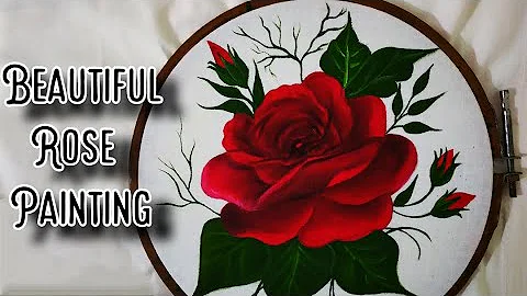Attractive Red Rose Painting || Acrylic Painting Tutorial || Painting On Fabric || Red Rose ❤❤