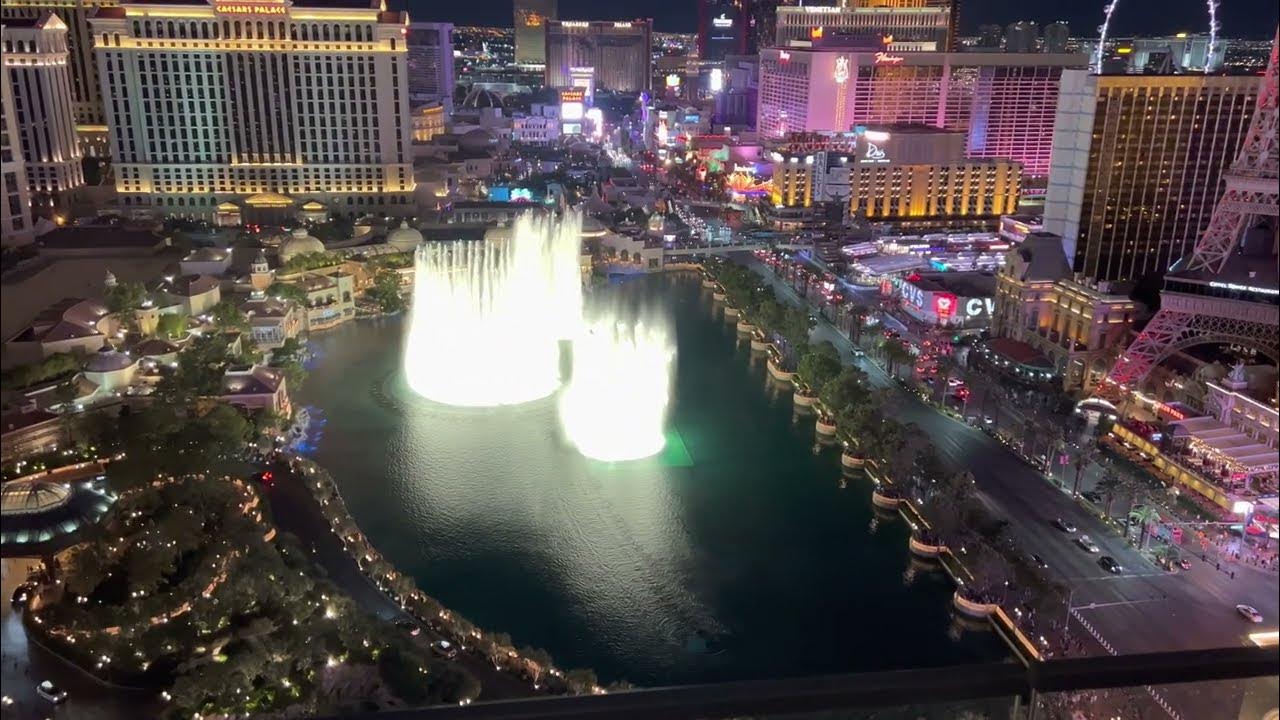 Bellagio Fountains From The Balcony on Cosmo Wrap Around Room YouTube