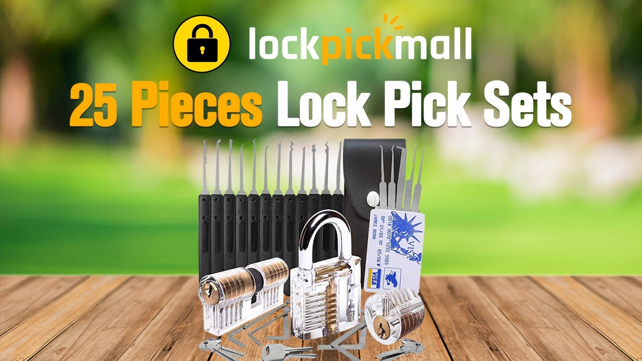 25 Pieces Lock Picking Kit W/3 Transparent Training Lock,5 PCS Credit Card Lock  Picking Kit,17 PCS Stainless Steel Lock Picking Kit,Exercise Guide
