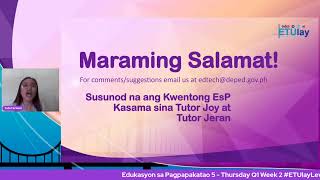 Edukasyon sa Pagpapakatao 5  - Thursday Q1 Week 2 #ETUlayLevelUp