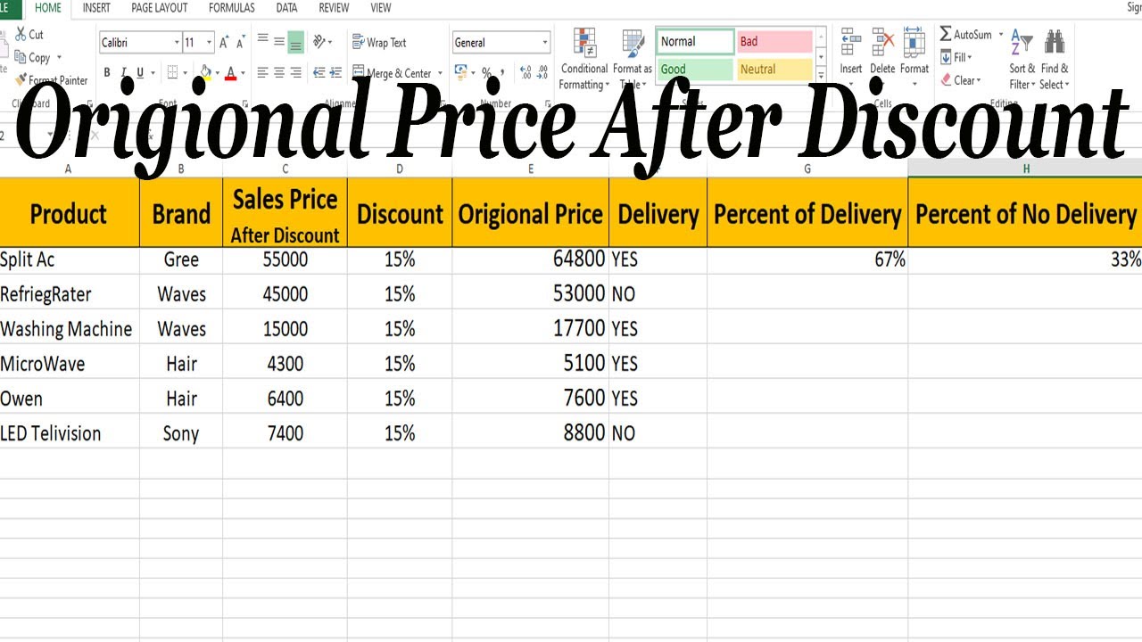 calculate-original-sales-price-after-discount-in-ms-excel-by-learning
