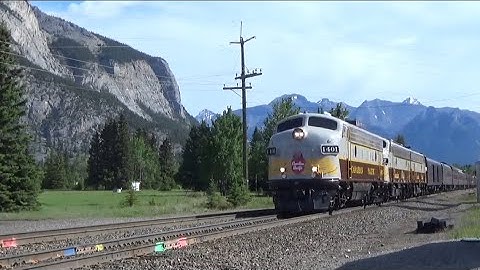 CP 1401 Leads 41B (RCP) Royal Canadian Pacific West At Banff East. CP Laggan Subdivision.