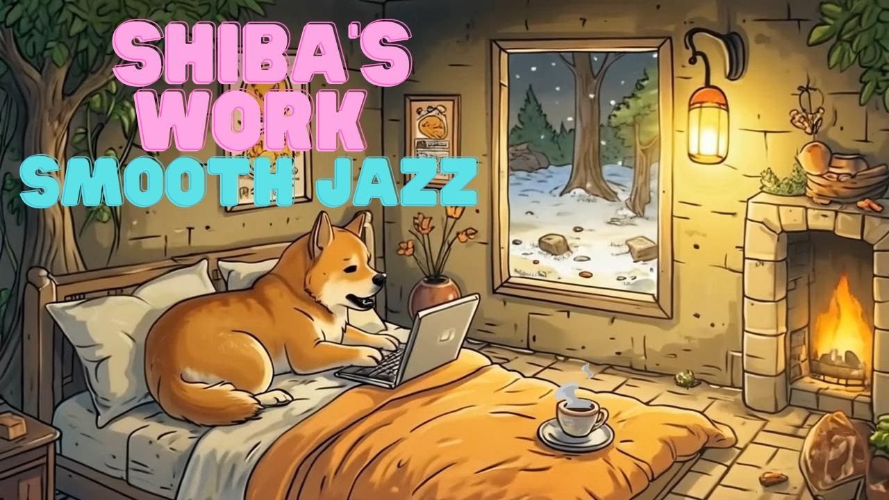 Shiba Inu’s Winter Retreat 🐾 Smooth Jazz & Cozy Fireplace Ambience for Work and Serene Nights