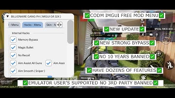 CODM garena IMGUI Free mod menu new update | New strong bypass | No 10y banned | No 3rd party banned