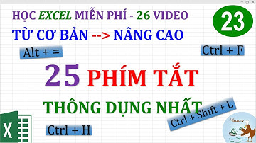 Excel cơ bản đến nâng cao cho người mới bắt đầu | Bài 23 Các phím tắt Excel thông dụng nhất