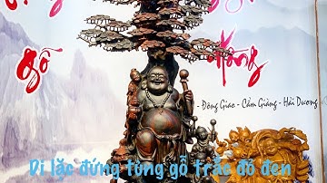 Di lặc đứng tùng gỗ trắc đỏ đen - XƯỞNG TƯỢNG GỖ NGUYỄN HỒNG 0987336318