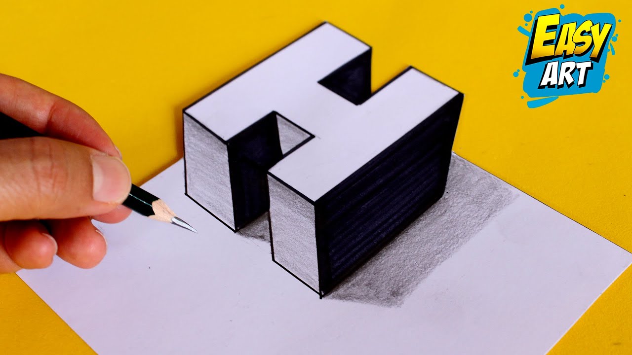 Dibujar Letras En 3d 🟢🟡 Easy 3D DRAWING LETTER H - How to DRAW 3D Letters H - Easy art -  YouTube