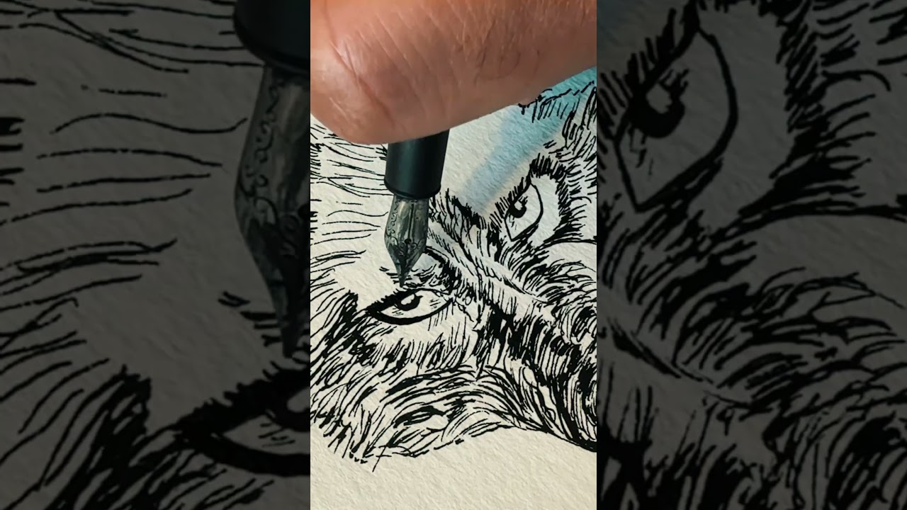 sketching Lobo the Kingwolf. drawn with fountain pen and Copic alcohol markers