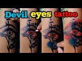 Devil eyes tattoo at home