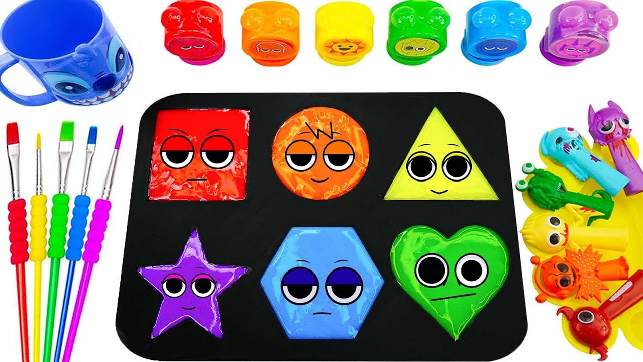 Satisfying Video l DIY How To Make Rainbow GIANT Paint Puddles Form Mixing Sprunki Color ASMR