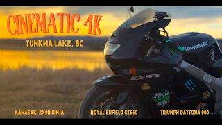 CINEMATIC 4K | Tunkwa Lake, BC | ZX9R Ninja, Daytona 900, RE GT650 | GoPro Hero 11 | DJI Mini 3 Pro