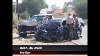 Raw Video: Head-On Crash in Menifee