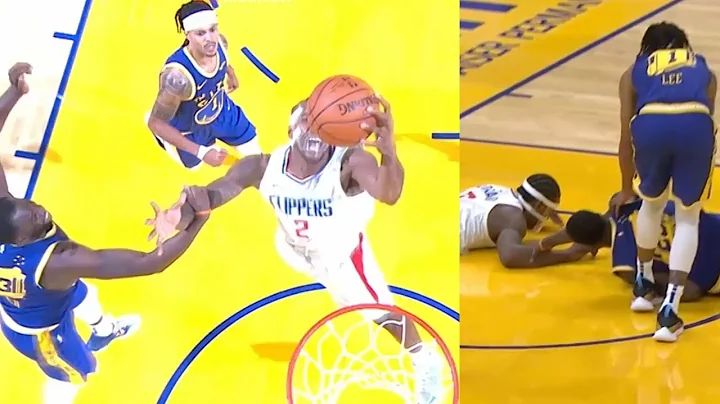 Draymond Green with a dangerous foul on Kawhi Leonard