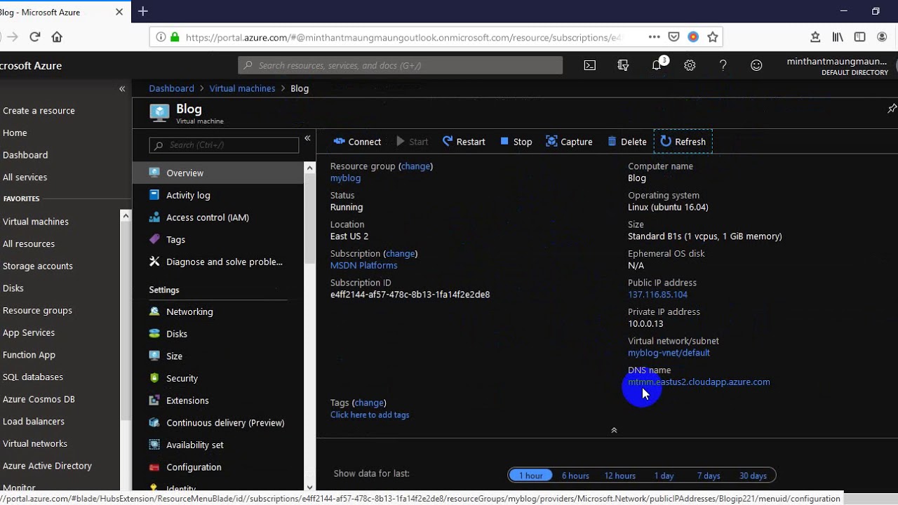 Assign a DNS name label to Azure VM YouTube