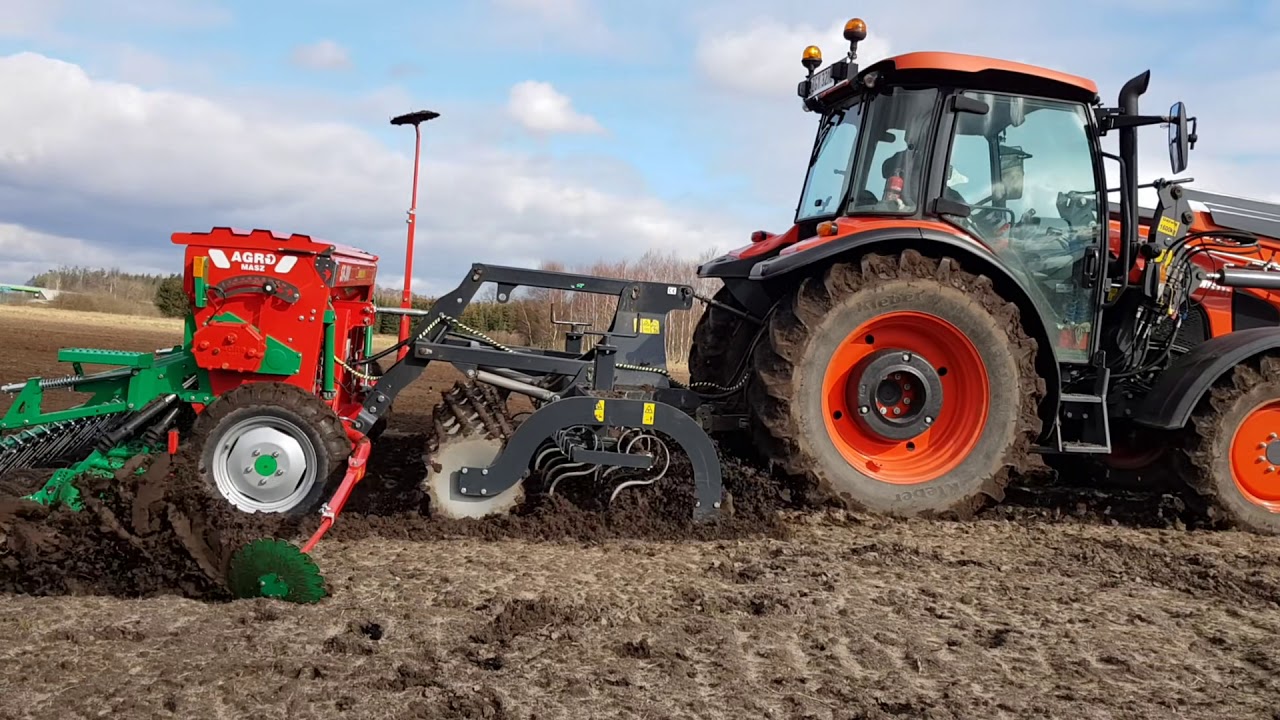 Trudny Siew Owsa 2021.Kubota M5111, Agro-Tom, Agro-Masz Pływająca Kubota.