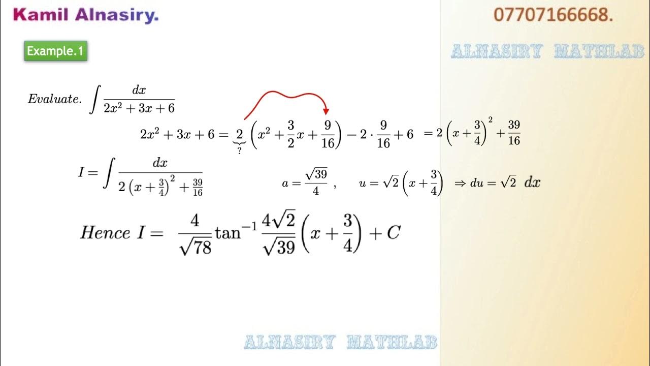 6 INTEGRALS INVOLVING QUADRATIC POLYNOMIALS - YouTube