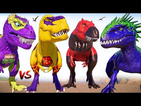 SPIDER-MAN TARBOSAURUS & REXY vs Indoraptor Godzilla T-REX Dinosaurs Fight Jurassic World Evolution