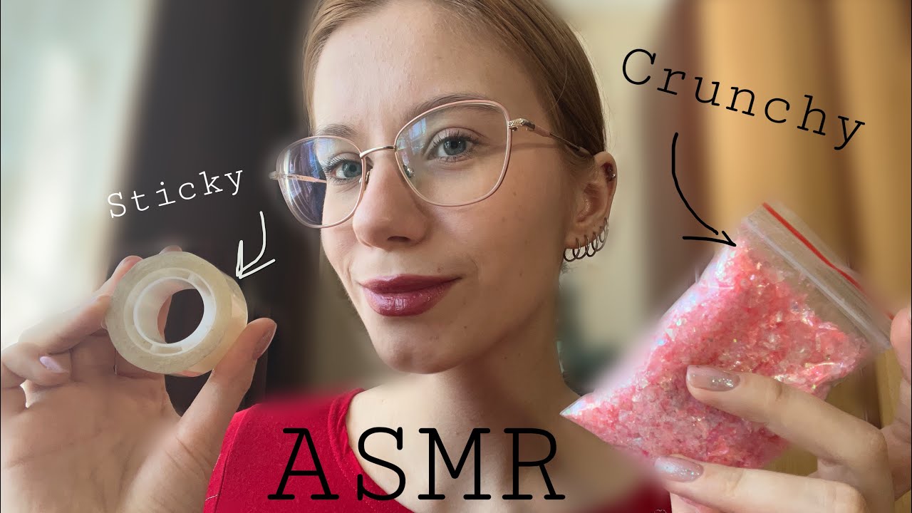 АСМР Хрустящие и липкие звуки🥰 Скотч и свечка🕯️ ASMR sticky and crunchy sounds✨💕