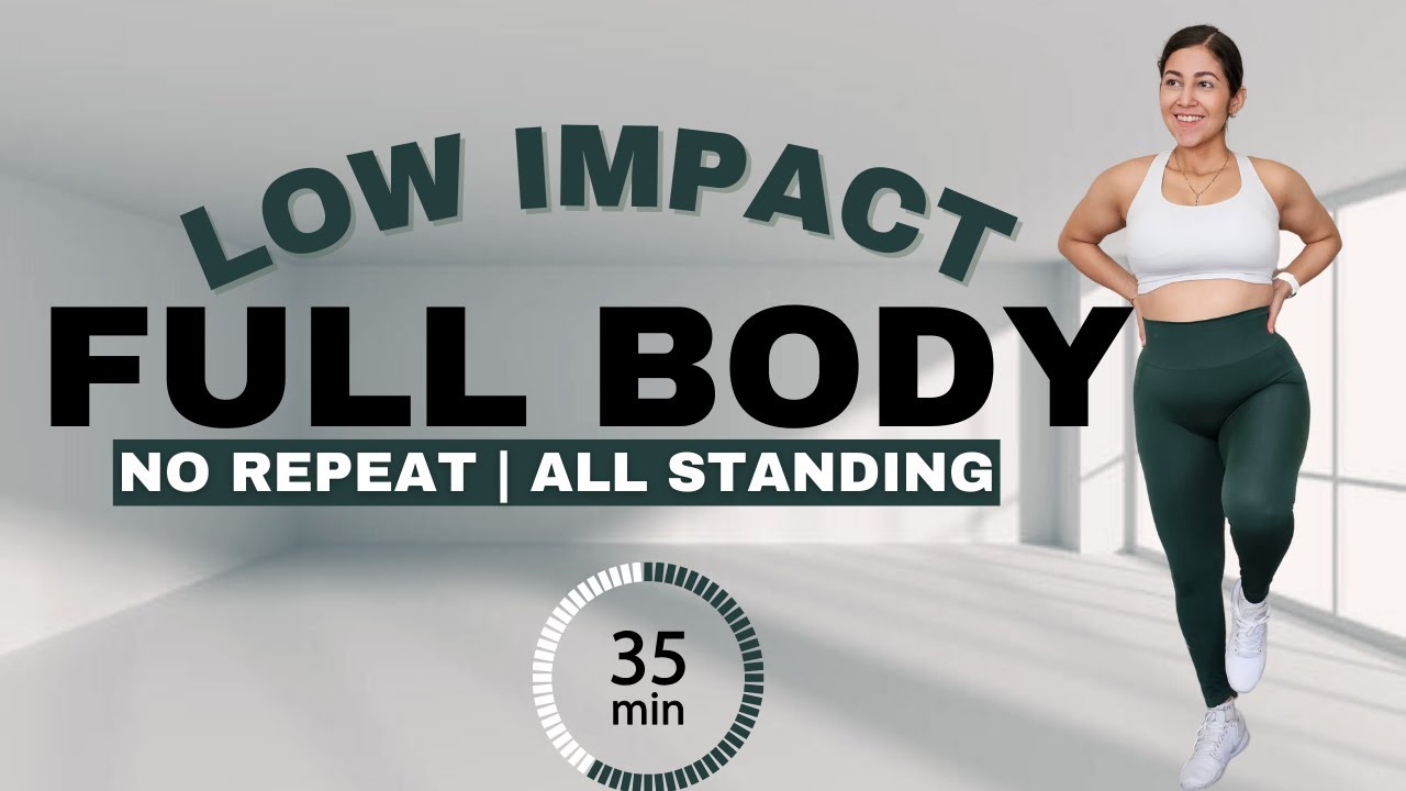 35 Minute LOW IMPACT Full Body Workout with Weights | All Standing, No ...