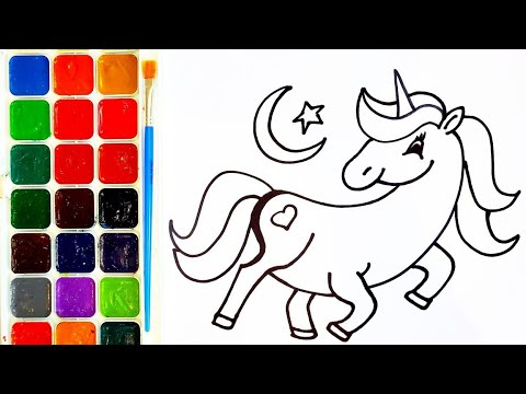 видео: How to draw a unicorn. Drawing lessons for children. Coloring.Як намалювати эдинорога.