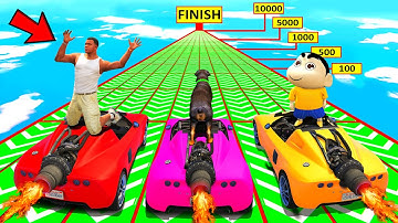 SHINCHAN AND FRANKLIN TRIED THE LARGEST SPEED BOOSTER MEGA RAMP POINTS PARKOUR CHALLENGE GTA 5