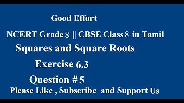 NCERT Grade 8 || CBSE Class 8 - Squares and Square Roots  Exercise 6.3 Question # 5 - Part 1