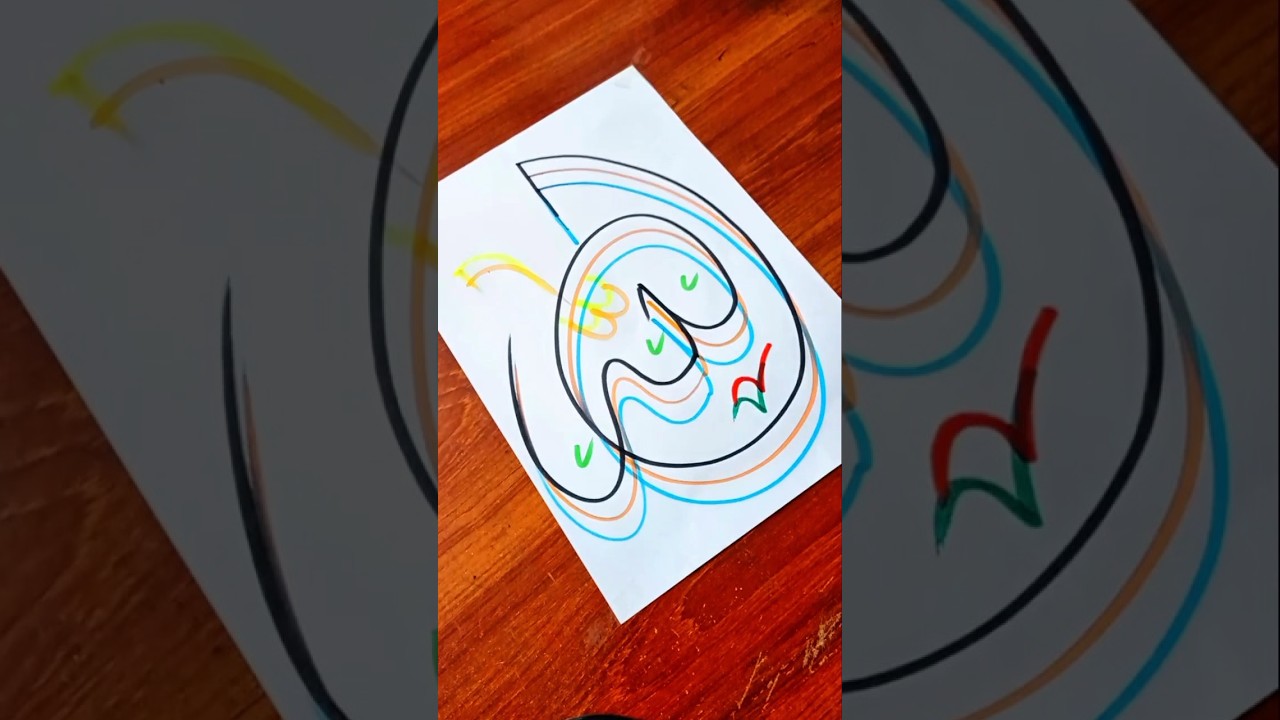 Creating Allah Name With Different Markers 🎨✨ | Arabic Calligraphy #Shorts