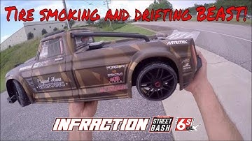 NEW Arrma Infraction 6s 86 mph run stock! "TIRE SMOKING AND DRIFTING BEAST!!"