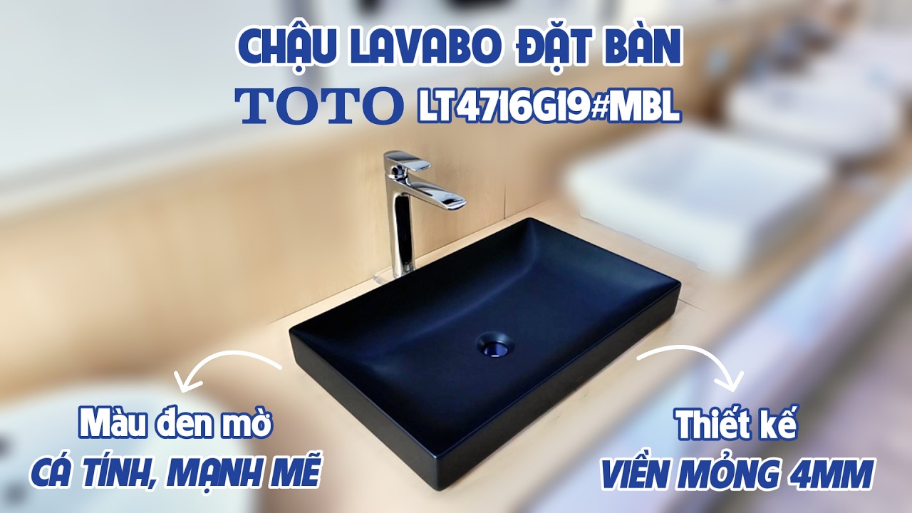 Chậu lavabo đặt bàn TOTO LT4716G19#MBL (LT4716G19MBL) đen mờ vành mỏng Linear Ceram