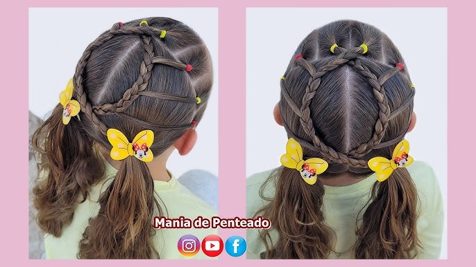 Penteado Fácil com Maria Chiquinha e divisões em Elásticos, Easy and Fast  Hairstyle for Girls, Penteado Fácil com Maria Chiquinha e divisões em  Elásticos