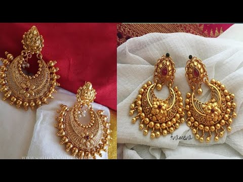 latest light weight gold earrings designs with weight and price // New Gold  Chandra Bali Designs - YouTube