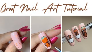 Groot Nail Art Tutorial | Nail Art Design | Cartoon Nails | Easy Nail Art