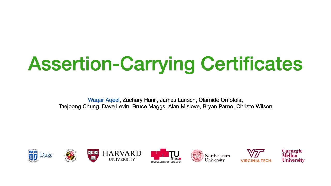 Assertion-Carrying Certificates