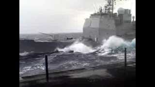 USS Bunker Hill CG 52 replenishment at sea with USS Carl Vinson CVN 70
