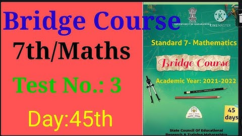 Std:7th, Bridge Course, maths, Mathematics, Day 45th, Test no.3, english and semi english